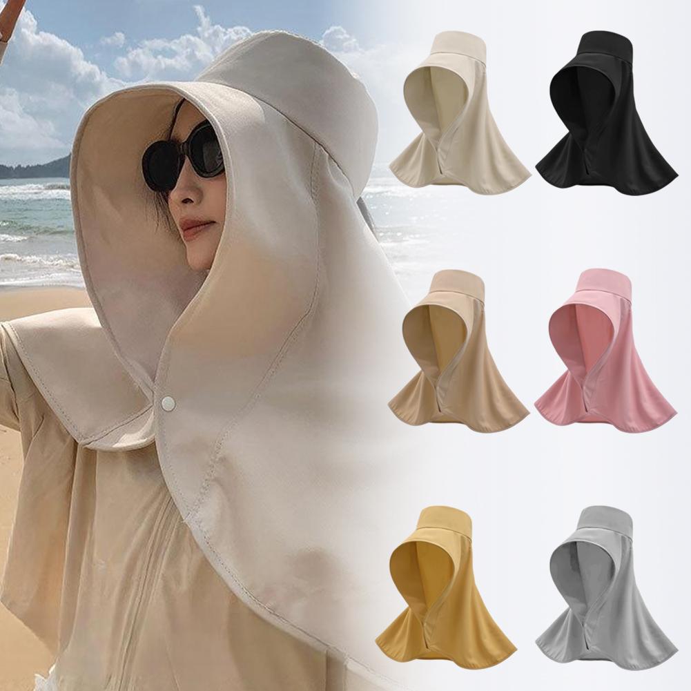 Sommer Hüte Für Frauen Im Freien UV Anti Neck Schutz Große Sonne Schal Visiere Krempe Pferdeschwanz Für La E7T5