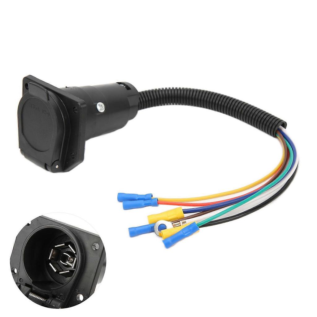 Trailer Wiring Adapter 7 Way Blade Connector Cable Plug with Bracket for RV Camper