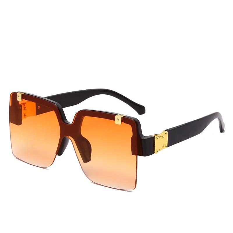 Unique Half Frame Flap Square Sunglasses For Women New Luxury Gradient Sun Glasses Men Oversized Hip Hop Uv400 Eyewear
