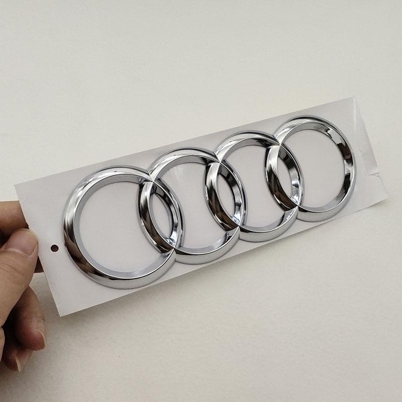 Q4 202mm 4 Rings ABS Black Chrome Car Trunk Badge Decal Logo Sticker For A4 A3 A4 A6 A8 Q2 Q3 Q5 Q8 S4 S6 R8 RS4 RS6 Accessories