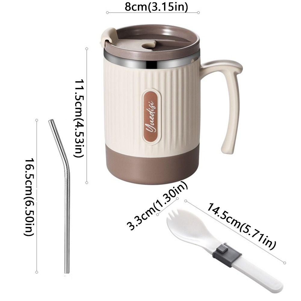 Seal Lid Spoon Coffee Mug Large Capacity Tea Drinking Cup Thermal Insulation Cup  Students Use