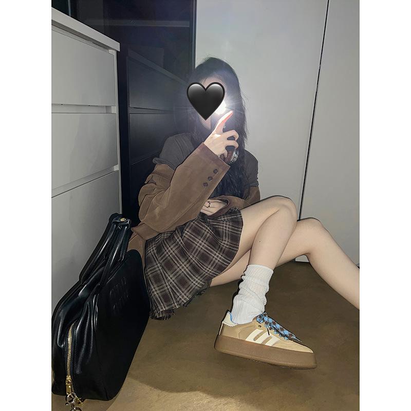 [Autumn] Maillard Brown Leather Thick-soled Heightening German Training Shoes Women's 2025 Autumn Soft-soled Sports and Leisure Board Shoes