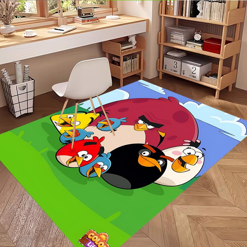 Angry Birds Print Rug, Washable Floor Carpet, For Entryway Dorm Laundry Room Office Study, Home Decor Birthday Christmas Gift