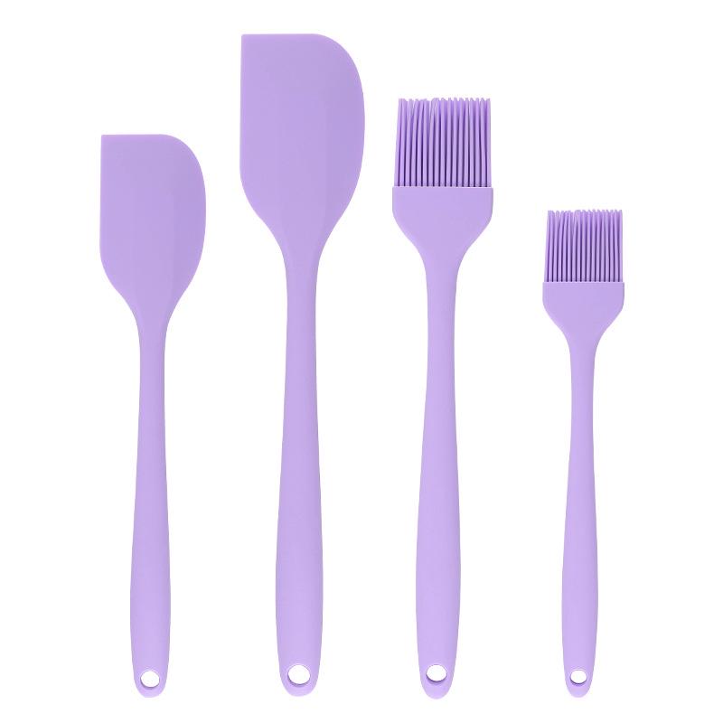 Silicone Cooking Utensil Set: Oil Brush, Scraper, Basting Brush, Ladle, Spatula, Tongs, Cream Spatula (Mini Set, One-Piece Design)