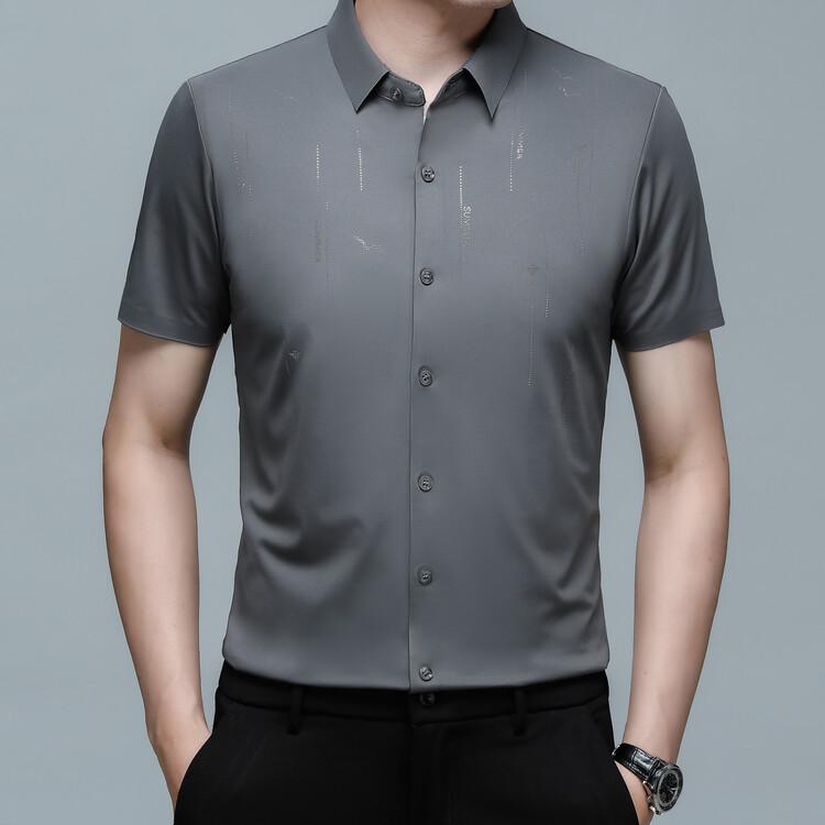 Men s Short Sleeve Shirt Summer Lapel Collar Printed M