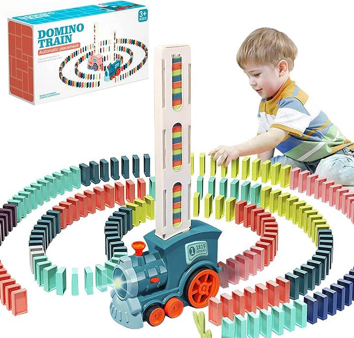 Kolejka Domino Pociąg Lokomotywa Układająca Klocki Muzyka Antystresowe