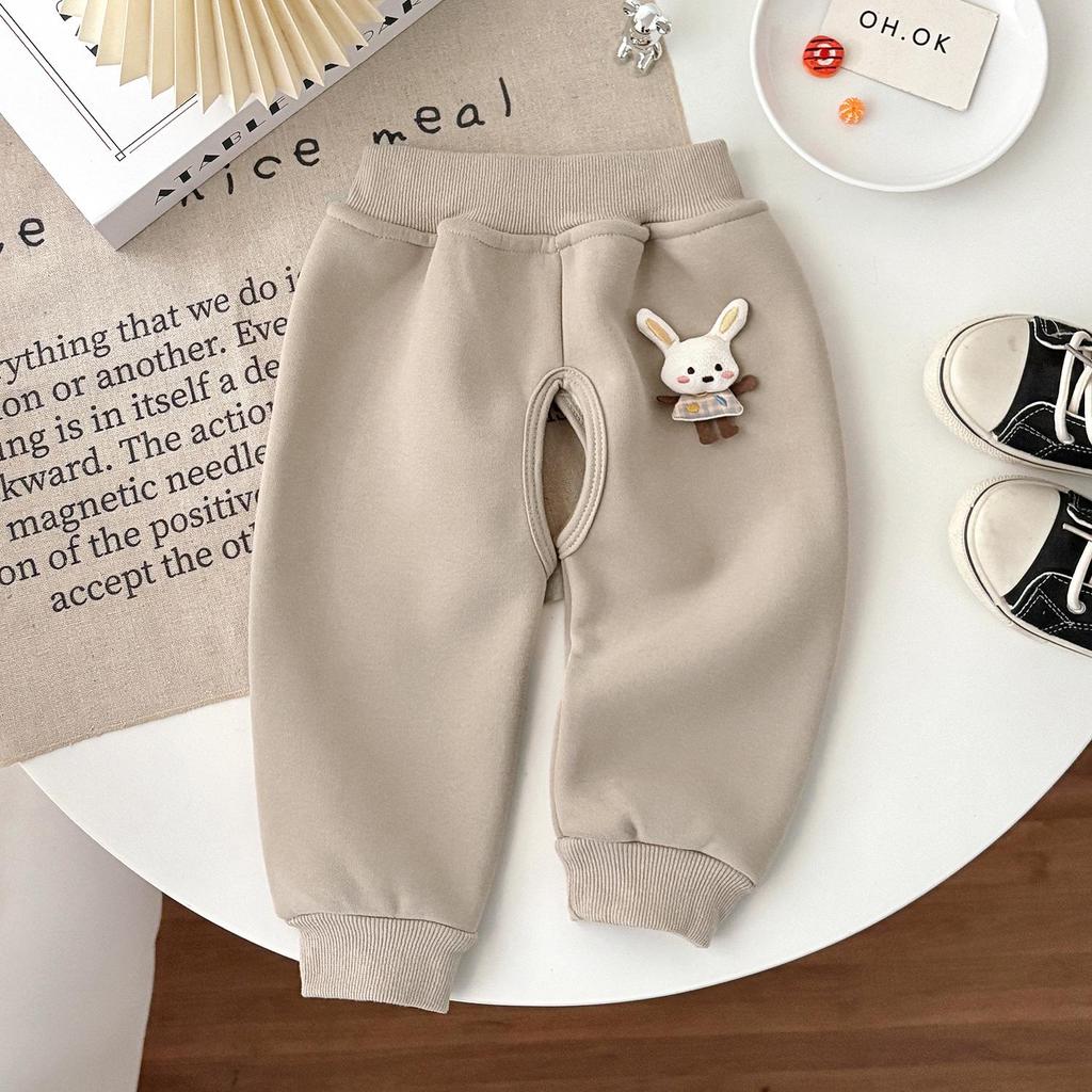 Infant & Toddler Velvet Thermal Open-Crotch Pants for Autumn/Winter