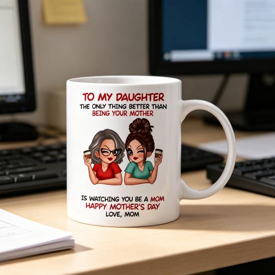 Ceramic Mug for Daughter Personalized Coffee Cup with Non-Slip Handle High-Temperature Fired Multi-Use Gift for Mother's Day Birthday Christmas