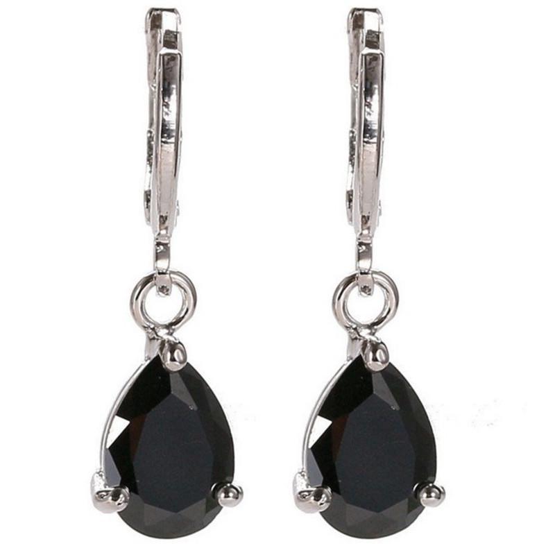Женские серьги-подвески с аметистом в форме слезы чёрный