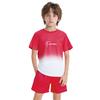 Boys Letter Print Gradient Sports Set Quick Drying Short Sleeve T-Shirt Drawstring Elastic Waist Shorts