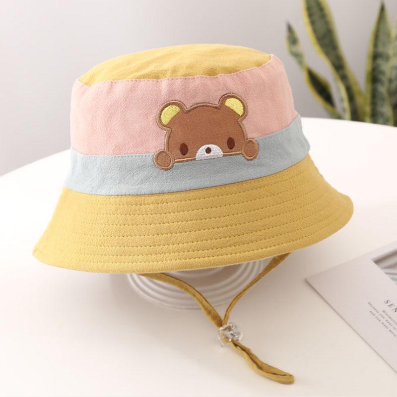 Cute Cartoon Rabbit Bear Baby Girl Bucket Hat Summer Wide Brim Kids Child Fisherman Cap Outdoor Beach Adjustable Sun Hats
