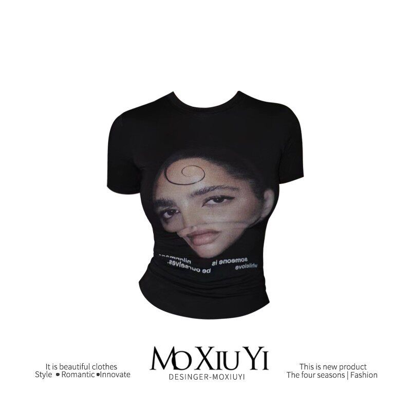 

Moxi [In Stock] Wild DNA Leopard Print Skirt Women s American Sexy Low Waist Straight-leg Slit Hemline at Hem Dress Black T-Shirt S