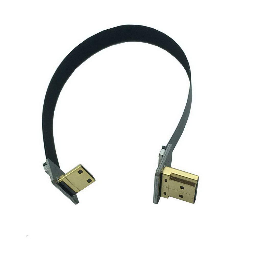 50cm Flat Cable for FPV HDTV Aerial 90 Degree Down Angle FPV Mini HDMI Male to 90 Degree Down Angle HDMI Male FPC Conversion Cable Multi-Camera