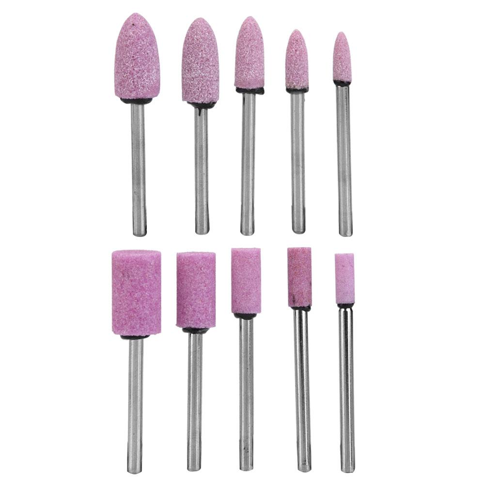 100Pcs Polishing Stone Head Grinding Wheel Burr Bit for Grinder Pink Shank Diameter 3mm
