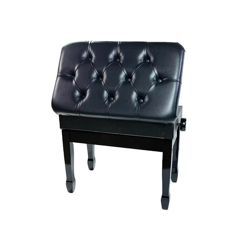 Oak Wood Piano Stool with Leather Seat and Horseshoe Legs for Children