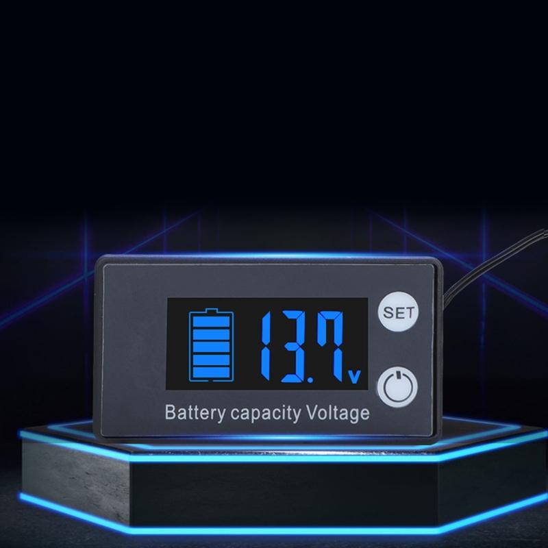 Battery Capacity Indicator Voltage Meter with LCD Display Backlight Waterproof Monitor Gauge Digital Voltmeter Meter