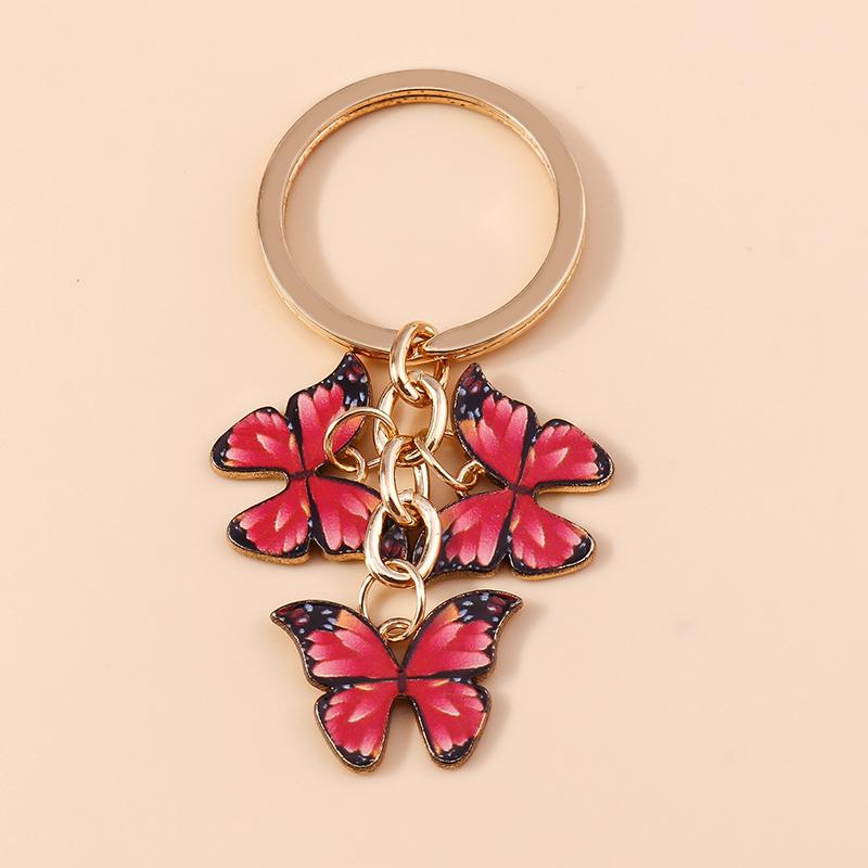 Cute Colorful Butterfly Keychains Enamel Animal Keyrings Souvenir Gift for Women Men Handbag Pendants Key Chains DIY Accessories