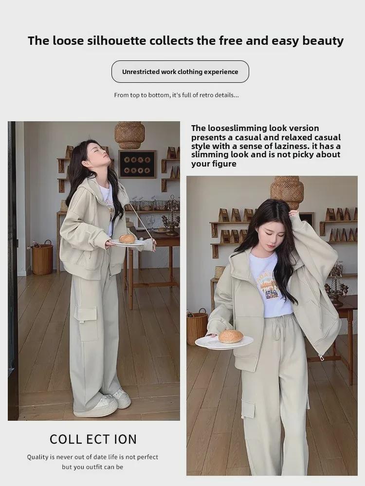 Plus Size Spring/Autumn Slimming Sweater & Jogger Set for Women