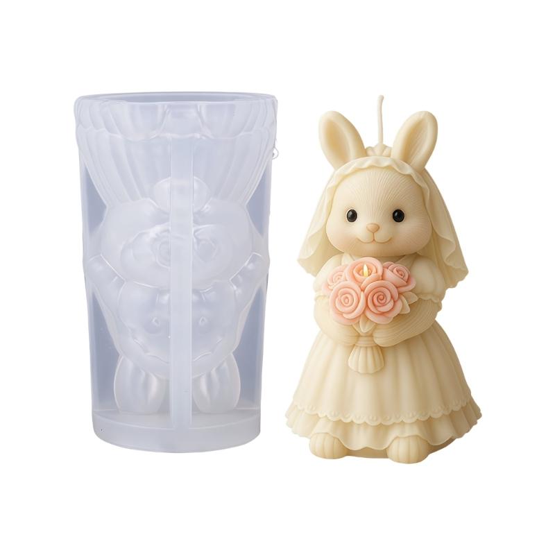 

Rabbit Bride Silicone Molds Baking Tool for Handmade Scented Candle Soap Chocolate Wedding Decoration and Resin Casting 1