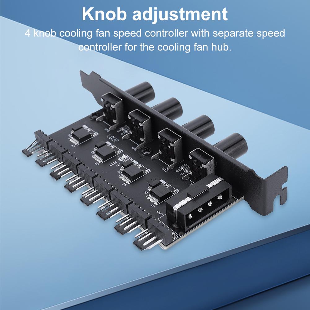 PC Chassis Fan Hub SATA/4 Pin Adapter 8 Channel PWM Hub Cooling Fan Speed Controller 4 Knob PC Case Cooling Fan Hub