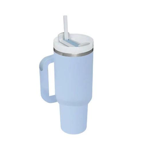 Stainless Steel Insulated Water Bottle Thermal Coffee Car Cup Cold Mugs Vacuum Flask with Handle Straw for Sport