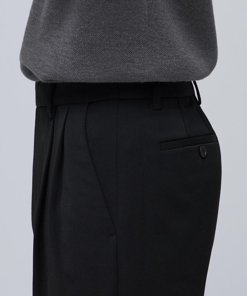 MUSINSA STANDARD Heavyweight Fleece-Lined Real Wide Hidden Elastic Waist Slacks [Black]
