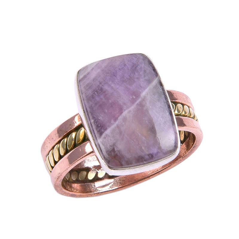 Natural Tiffany Stone Gemstone Two Tone 925 Sterling Silver Gift Ring S.10 c6U82