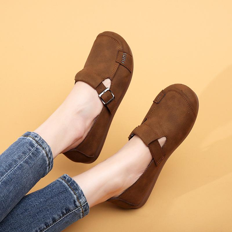 Processing custom spring and autumn middle-aged and elderly mother shoes women's retro soft-soled single shoes flat-soled comfortable and non-slip 