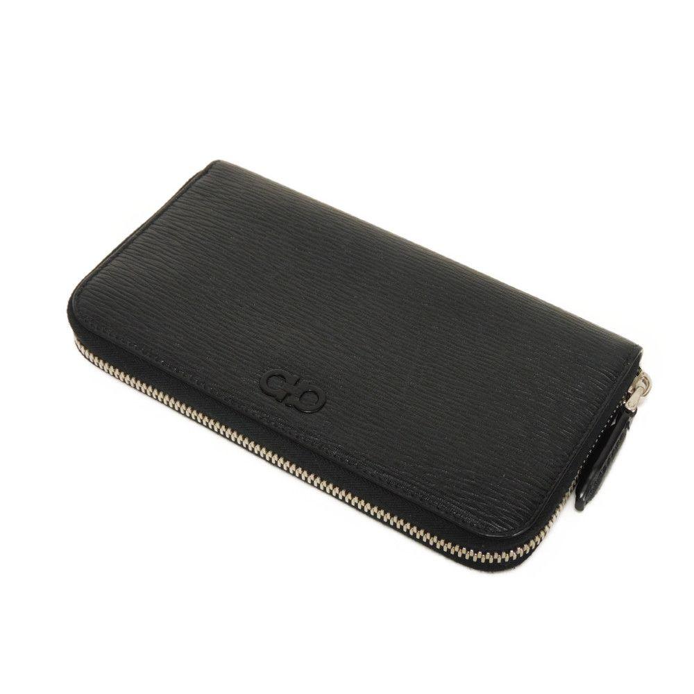 Used 9896 Long Zip Wallet 66A590 7940 Green Two-Tone Zip Around Gancini Black Men's from Japan AUTHENTIC