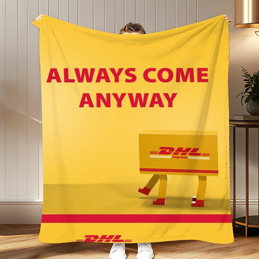 Beliebte Logistikmarke DHL Express Weiche Korallenfleece-Decke 310 g/m² Flauschig Warm zum Werfen für Sofa Bett Couch Schlafzimmer Dekor