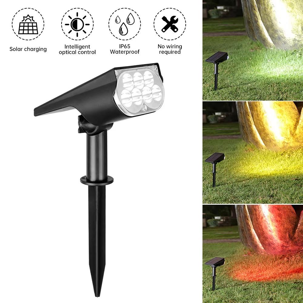Ultra Bright Outdoor 7LED Solar Landscape Spot Light Waterproof Brightness Adjustable Solar Spotlight Garden Patio Walkway Decor
