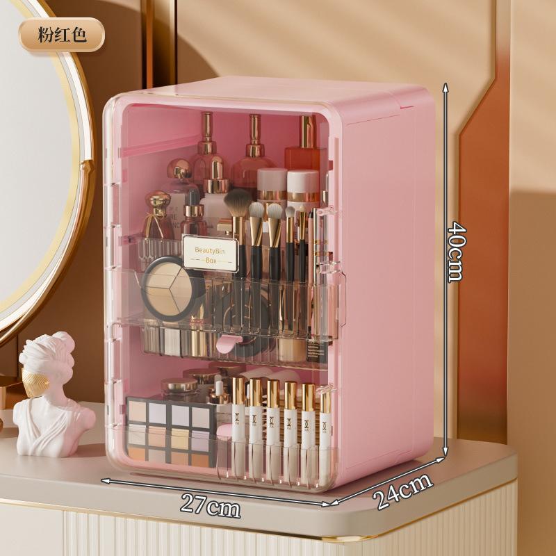 Desktop Cosmetics Storage Box Premium Large Capacity Cotton Foldable Dust Dresser Skin Care Product Shelf