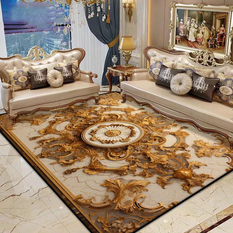 European Style Large Living Room Rugs Luxury Decor Home Bedroom Fluffy Plush Carpet Dining Room Washable Antiskid Soft Mat Floor
