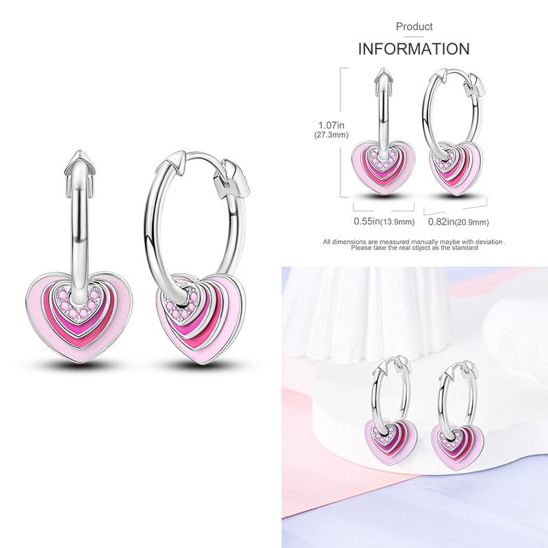 Fashion 925 Silver Luminous Shell Earrings For Women Pave CZ Heart Shape Star Moon Hoop Earrings Engagement Wedding Jewelry