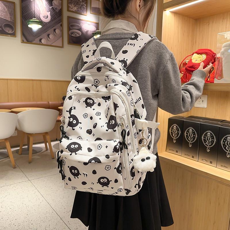Cartoon Casual Printed Nylon Backpack With Padded Shoulder Straps For Daily Use