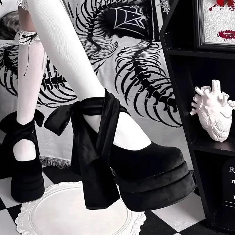 Projektant Mody Platforma Damskie Buty Mary Jane Buty Czółenka do Sukienki Moda Eleganckie Buty na Grubym Obcasie z Paskiem Krzyżowym Damskie Buty w Stylu Kolegialnym