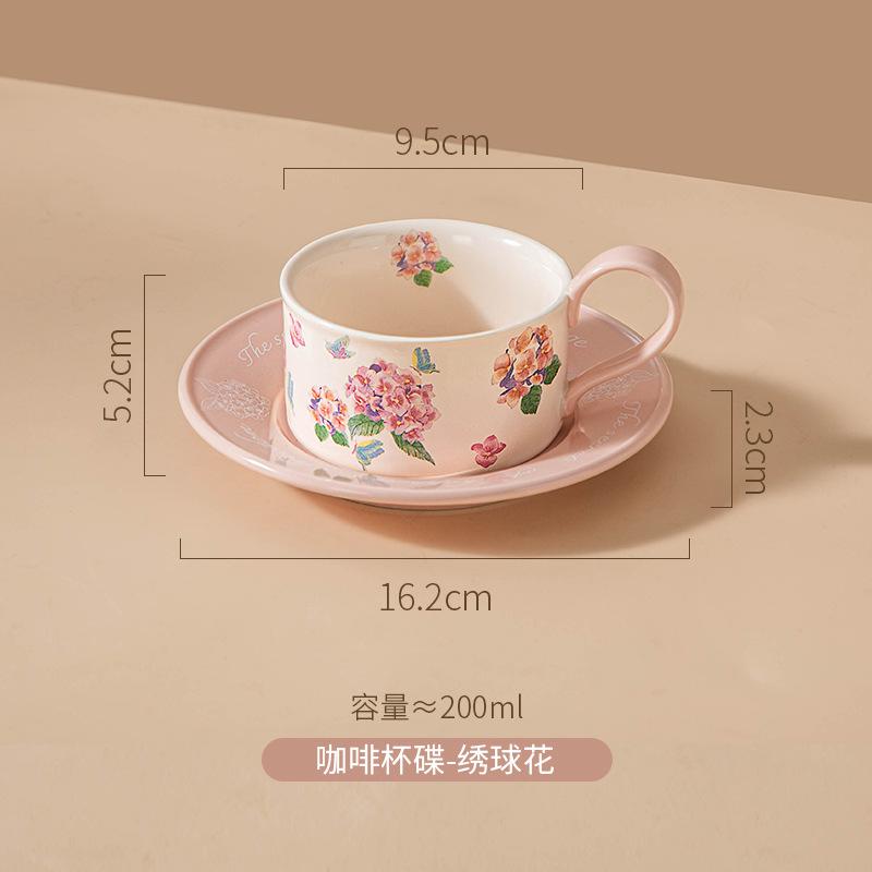 Modern Floral Ceramic Coffee Cup Set Home Office Afternoon Tea Suitable Breakfast Milk Oatmeal Cup Couple Mugs Home Decoration