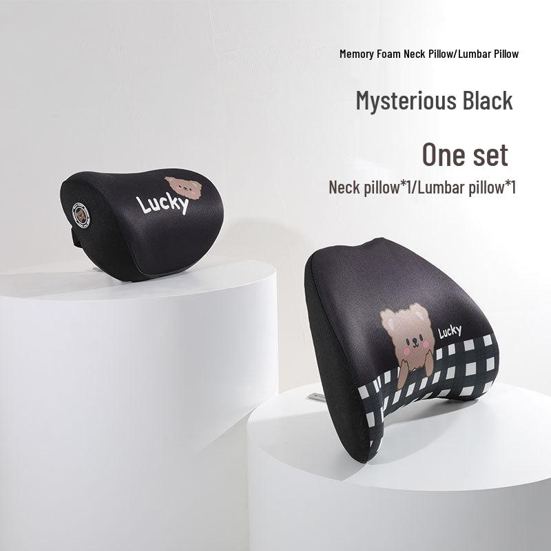 Kreslený medvěd paměťová pěna bederní polštář do auta - Celosezónní pohodlný polštář