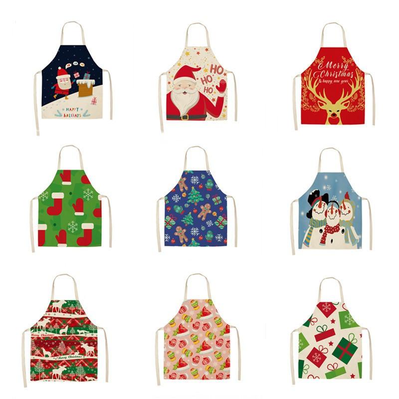 New cartoon Christmas sleeveless printing sleeveless apron home waterproof kitchen dust protection