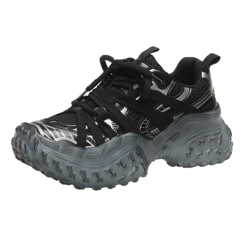 SyfIyno NEW Comfy Women's Shoes Non-slip Chunky Sneakers Mid Heel Pumps Women's Casual Sneakers Mesh Shoes Size 35-40