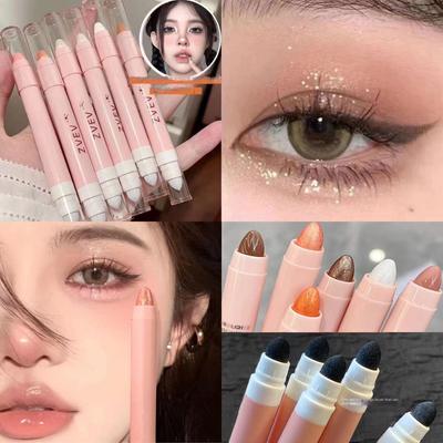 Lying Silkworm Pen Lazy Eyeshadow Pen 2-in-1 Natural Highlight Brightening Pearlescent Matte Waterproof Lasting Not Smudging Student Cosmetics