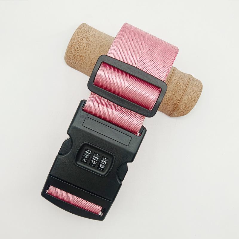 Solid Color Nylon Luggage Strap with Herringbone Pattern, Password Lock, and One-Word Handle