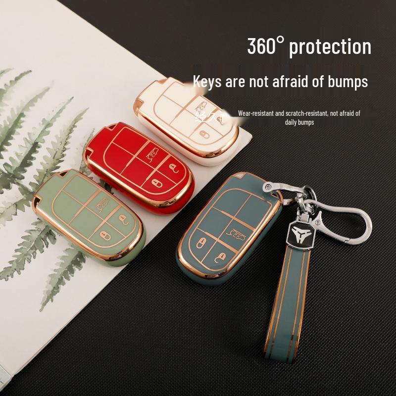 Jeep Compass, Renegade, Cherokee, Grand Commander Gold Edge Car Key Case