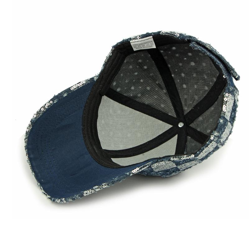 Women's Sequin Baseball Cap Men Denim Cap Outdoor Sun Protection Sun Hat