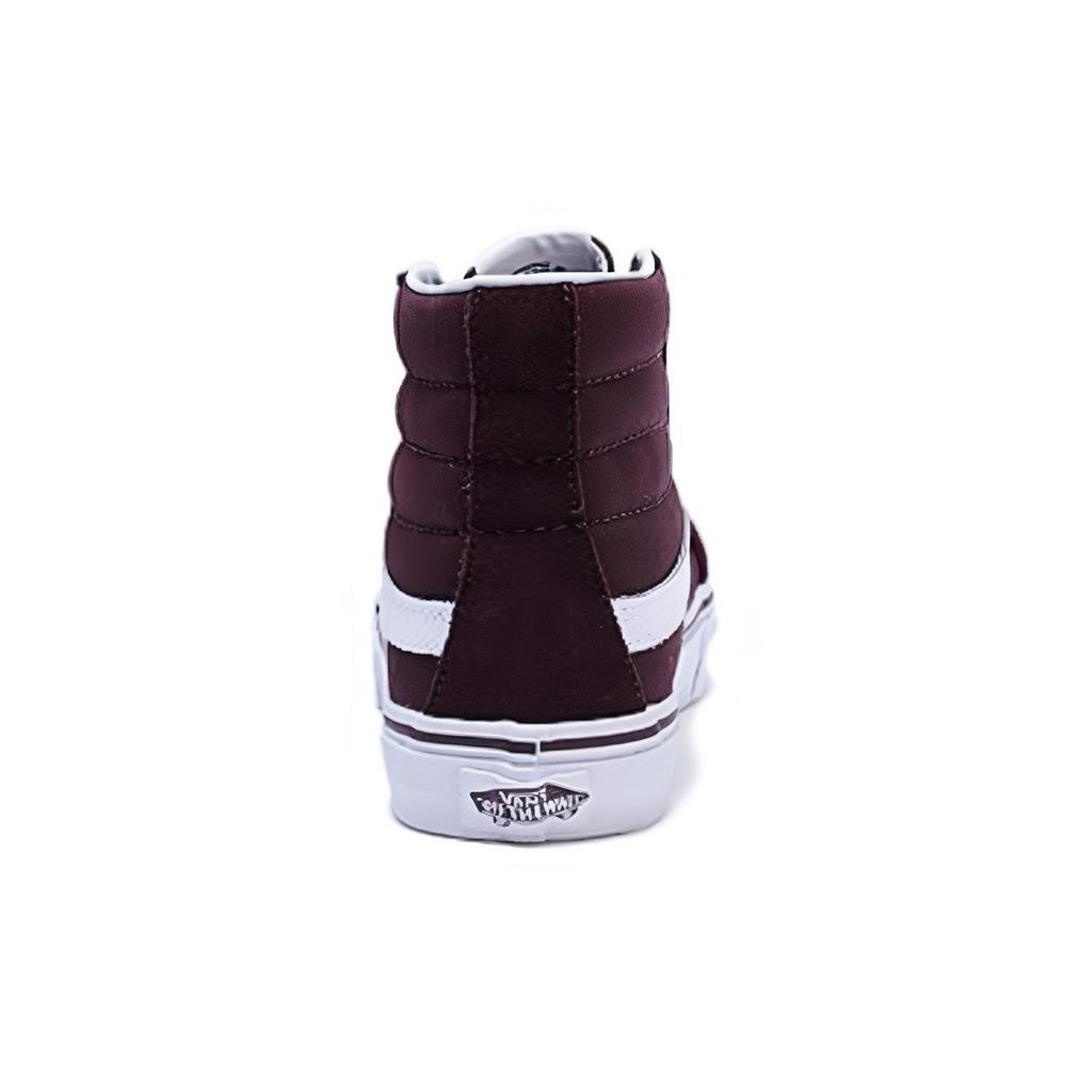 Vans Sk8 Slim Fabric Two-Layer Cowhide Waterproof Shockproof Wear-Resistant High-Top Skate Shoes Women Sneakers Burgundy VN0A32R2LV6