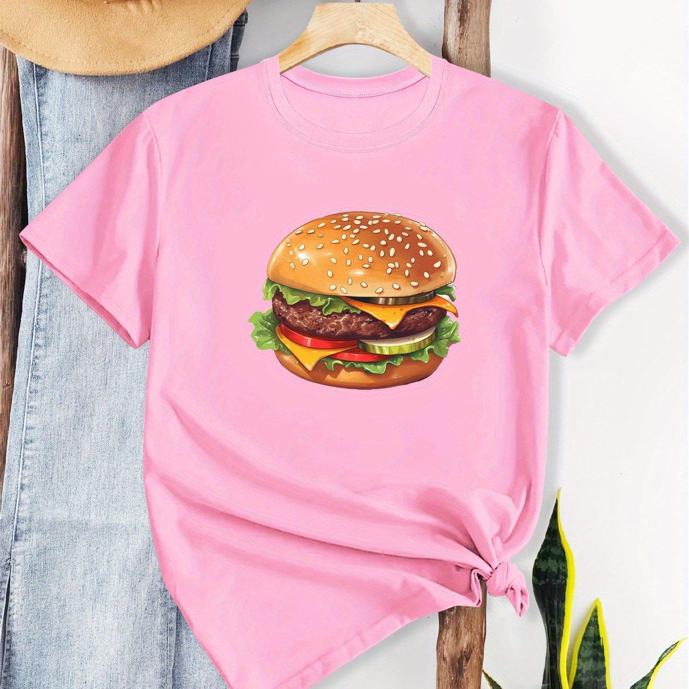 

Hamburger Graphic Print Summer Autumn Winter Men s and Women s Short Sleeved T-shirt Casual Loose Outdoor Street Trend 4XL