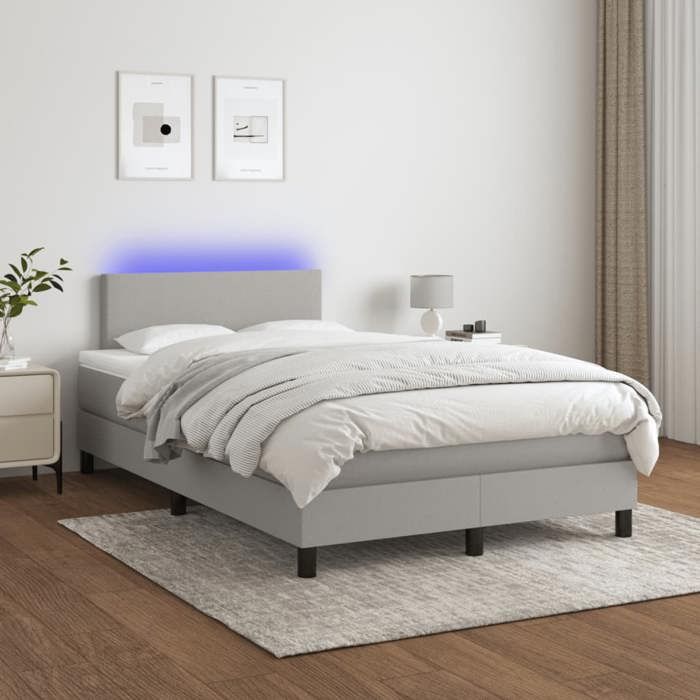 VidaXL Slat Bed Base with Mattress and LED, Upholstered Bed, Double Bed, Adult Bed for Interior Bedroom, 3132981