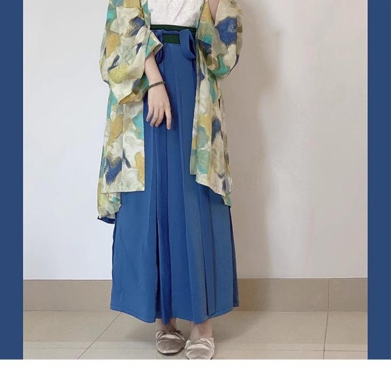 Spring and Autumn Retro Chinese Style Hanfu Modified Shirt Loose Plus Size Women's Printed Pair-breasted Wide-sleeved Shawl Long Shirt Top