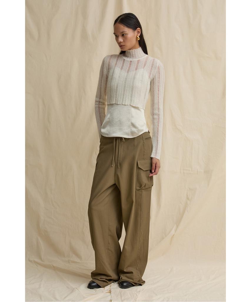 RECODE Layered Sheer Knit Top R0Wax25231Ivx