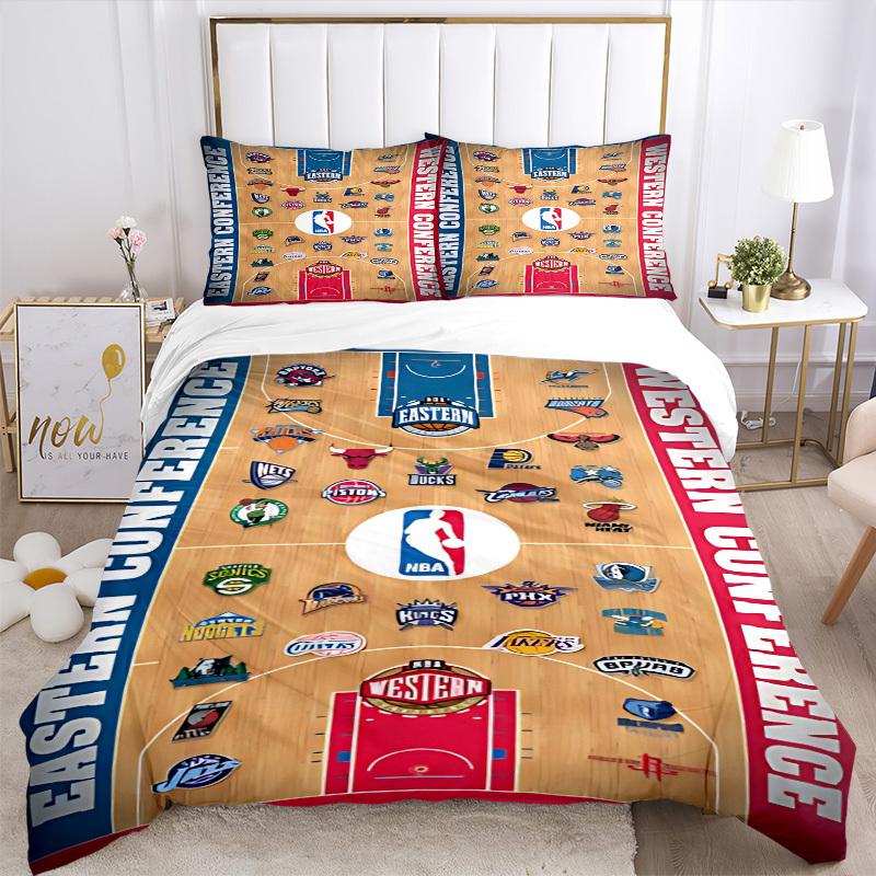 3pcs Bedding Set Basketball Teams Includes 1 Comforter + 2 Pillowcases, Without Pillow Inserts, Soft Comfortable,a0910250